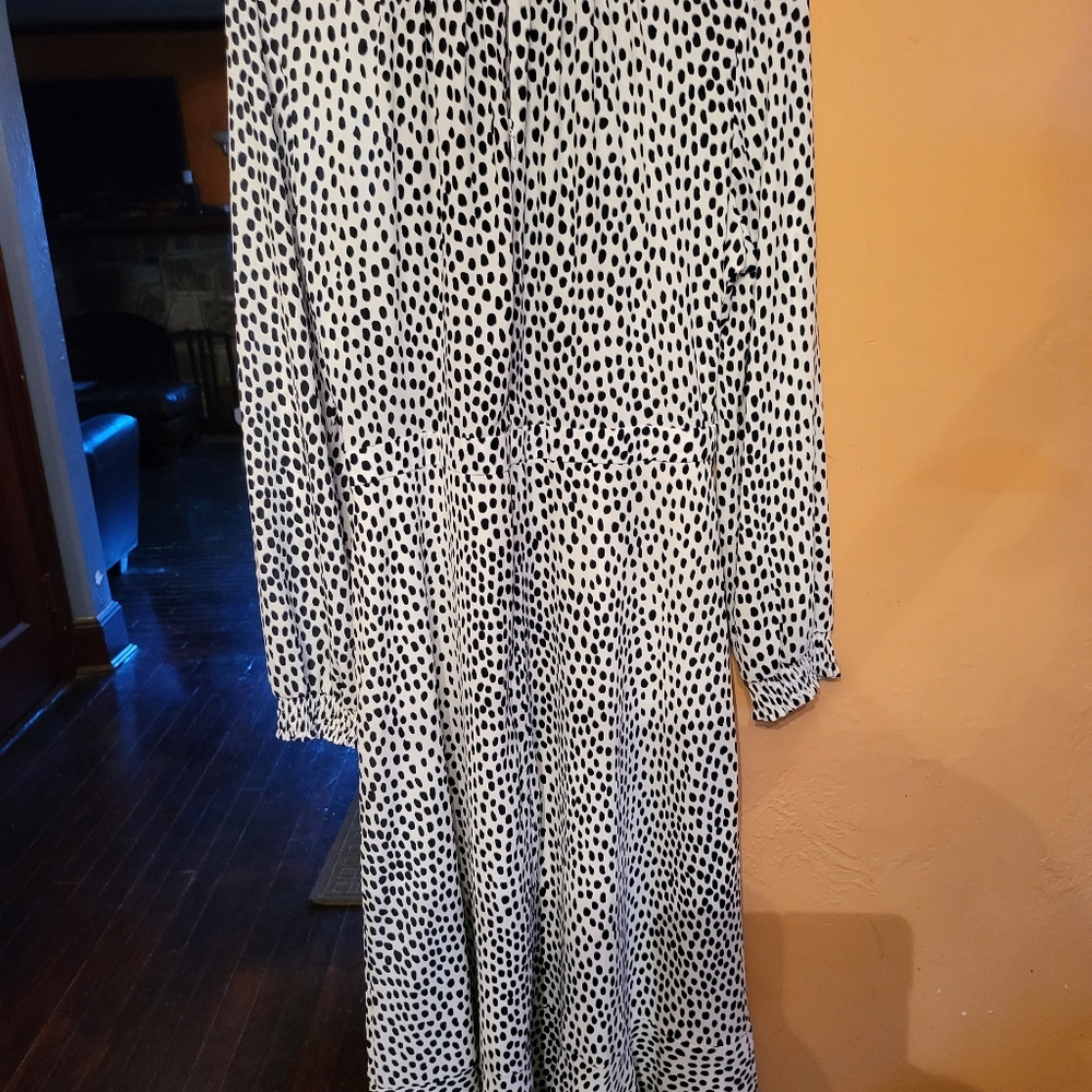 J.Crew Leopard Print Long Sleeve Peasant Midi Dress
